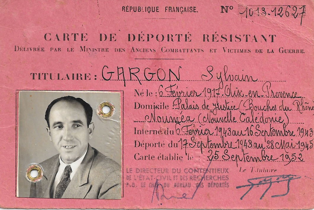 La carte de déporté Résistant de Sylvain Gargon  Collection Gargon, droits réservés