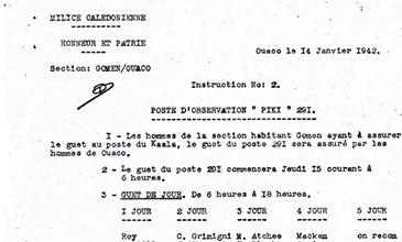 Les miliciens prévus au poste d'observation de Kaala en janvier 1942  Collection MDVN, droits réservés