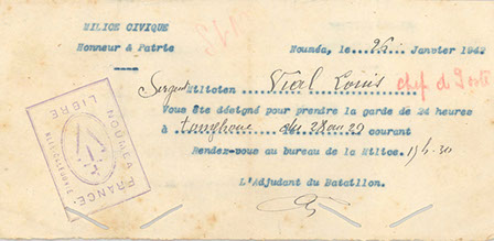 Convocation d'un milicien au poste de garde de Tonghoué  Collection Viale, droits réservés