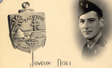 L'insigne du Bataillon du Pacifique sur une carte postale  Collection Dupont, droits réservés