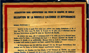 Affiche du Comité de Gaulle en nengone (langue de Maré)  Collection Viale, droits réservés