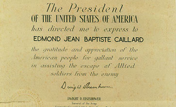 Gratitude du peuple américain adressée à Edmond Caillard  Collection Caillard, droits réservés
