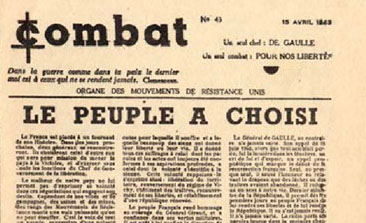 La Une du journal Combat,  un des journaux de la Résistance