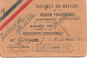 La carte de victime du nazisme de Sylvain Gargon  Collection Gargon, droits réservés