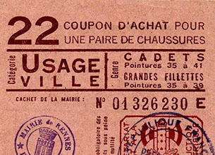 Ticket de rationnement pour des chaussures  Source : Jean-Claude Blanchard, droits réservés