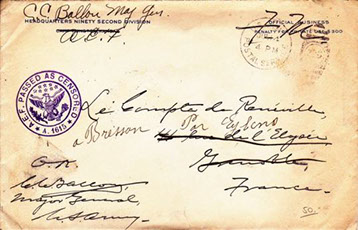 Le cachet "passed as censored"   Source : http://wwwphilatelie-truchtersheim.e-monsite.com